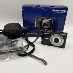 Olympus FE-46 Digital Camera 12.0 MP Black w/ Memory Card and Case Works Tested